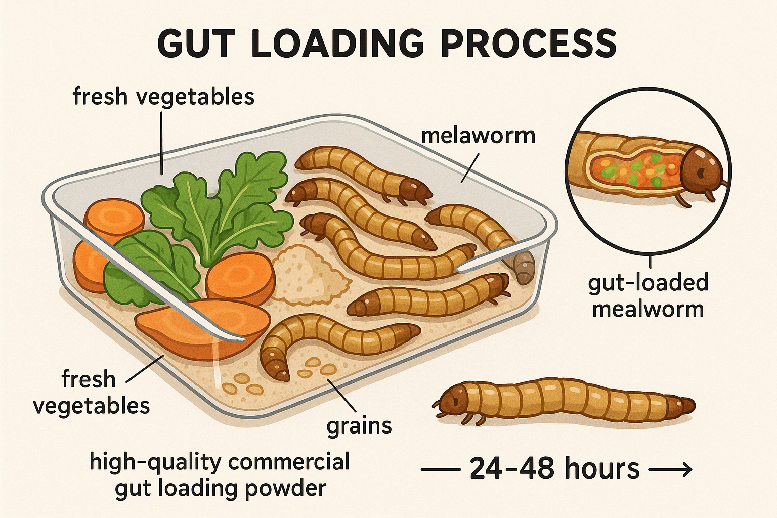 Gutloading Mealworms & Feeder Insects